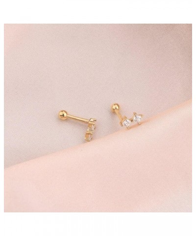 Gold Helix Earrings 9K 16G Star Tragus Piercing Jewelry Cross Stud Earring Clear CZ Cartilage Lobe Conch Earrings for Women $...