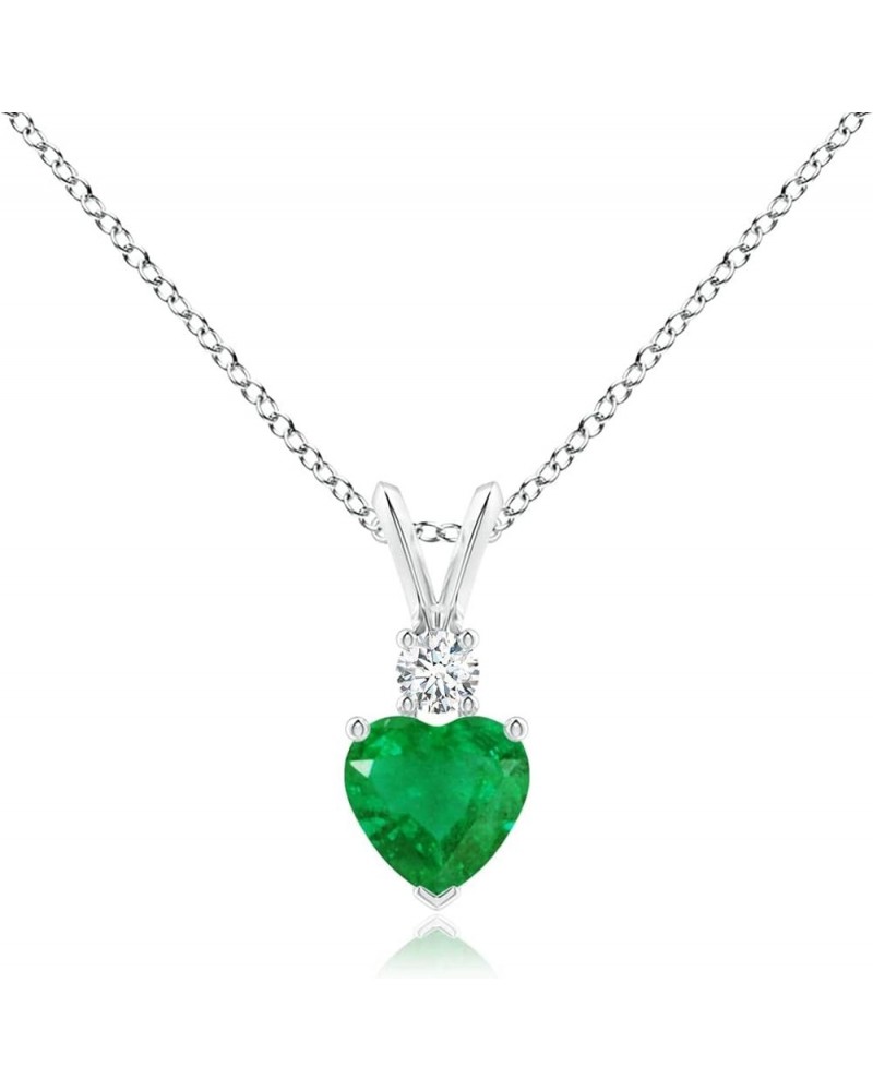 Natural Emerald Solitaire Heart Pendant Necklace for Women, Girls in 14K Solid Gold/Platinum | May Birthstone | Jewelry Gift ...