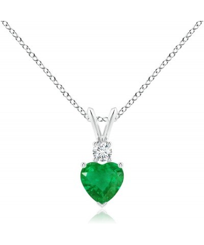 Natural Emerald Solitaire Heart Pendant Necklace for Women, Girls in 14K Solid Gold/Platinum | May Birthstone | Jewelry Gift ...