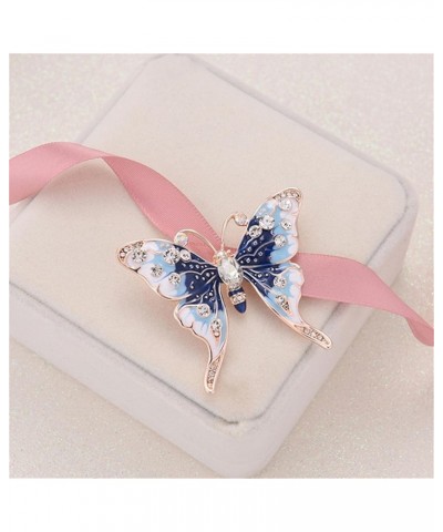 Hsakess Vintage Artificial Rhinestone Butterfly Brooch Pin Shining Crystal Animal Corsage Pin Scarf Clips for Women,Blue, 5.2...