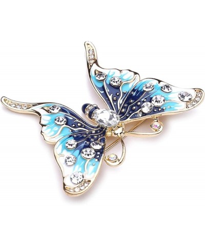 Hsakess Vintage Artificial Rhinestone Butterfly Brooch Pin Shining Crystal Animal Corsage Pin Scarf Clips for Women,Blue, 5.2...