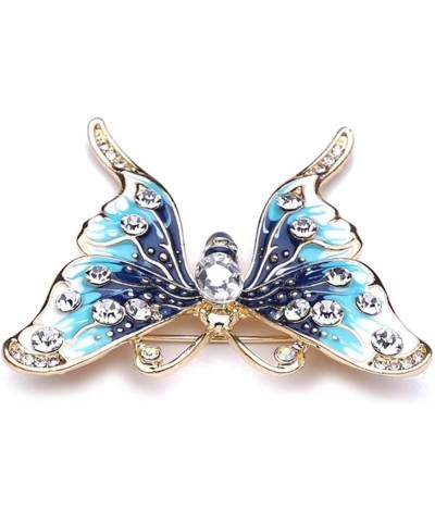 Hsakess Vintage Artificial Rhinestone Butterfly Brooch Pin Shining Crystal Animal Corsage Pin Scarf Clips for Women,Blue, 5.2...