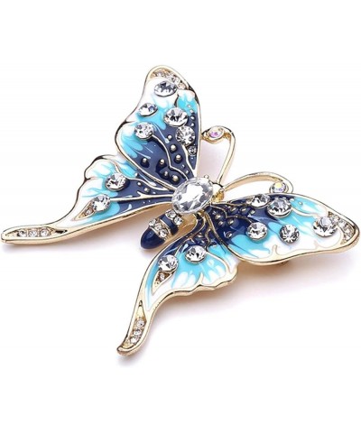 Hsakess Vintage Artificial Rhinestone Butterfly Brooch Pin Shining Crystal Animal Corsage Pin Scarf Clips for Women,Blue, 5.2...