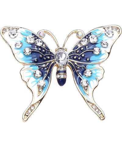 Hsakess Vintage Artificial Rhinestone Butterfly Brooch Pin Shining Crystal Animal Corsage Pin Scarf Clips for Women,Blue, 5.2...