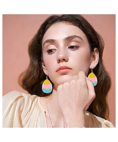 Easter Acrylic Earrings Cute Egg Rabbit Earrings Rainbow Egg Dangle Earrings for Women Rabbit Easter Jewelry Egg $4.00 Earrings