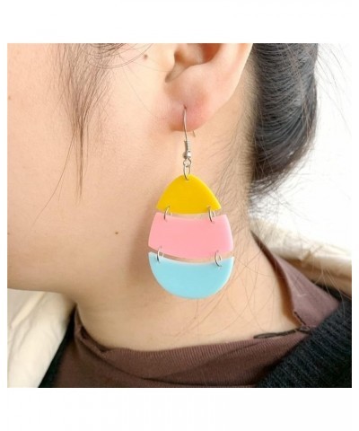 Easter Acrylic Earrings Cute Egg Rabbit Earrings Rainbow Egg Dangle Earrings for Women Rabbit Easter Jewelry Egg $4.00 Earrings