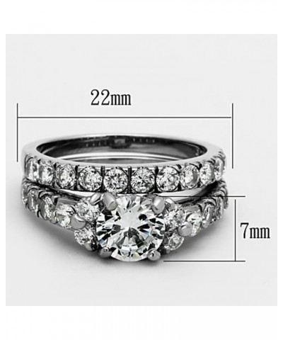 His and Her 3 Piece Stainless Steel 2.50 Carat Cubic Zirconia Bridal Set and Men's Wedding Band Women's Size 07 Men's Size 09...