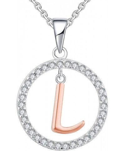 Letter Initial Necklaces for Women 925 Sterling Silver Cubic Zirconia Hanging A-Z Alphabet Pendant Jewelry L $19.80 Necklaces