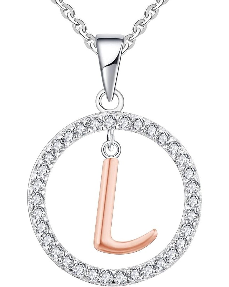 Letter Initial Necklaces for Women 925 Sterling Silver Cubic Zirconia Hanging A-Z Alphabet Pendant Jewelry L $19.80 Necklaces