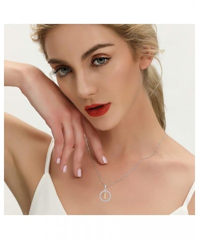 Letter Initial Necklaces for Women 925 Sterling Silver Cubic Zirconia Hanging A-Z Alphabet Pendant Jewelry L $19.80 Necklaces