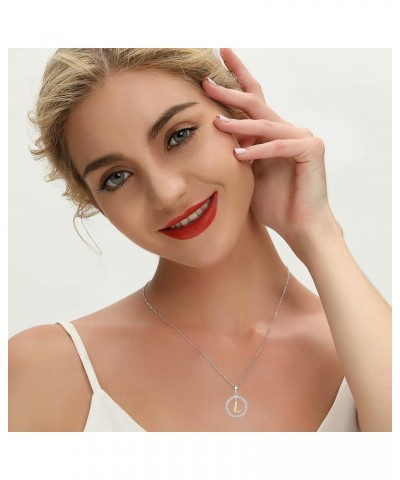 Letter Initial Necklaces for Women 925 Sterling Silver Cubic Zirconia Hanging A-Z Alphabet Pendant Jewelry L $19.80 Necklaces