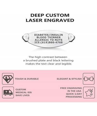 Custom Engraved Lovely Filigree Medical Alert ID Bracelets for Women with Heart Link Chains – Color/Size 7.0 Inches White $23...