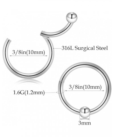 316L Hinged Segment Seamless Clicker Ring Nose Ring Hoop Septum Helix Conch Piercing Jewelry 5PCS Daith Lip Lobe Hoop Earring...