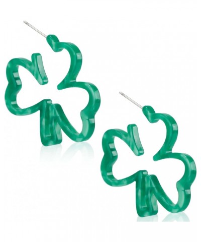 Green Shamrock Hoop Earrings, St. Patrick's Day Earrings Good Luck Lightweight Shamrock Earrings Big Stylish Clover Earrings ...