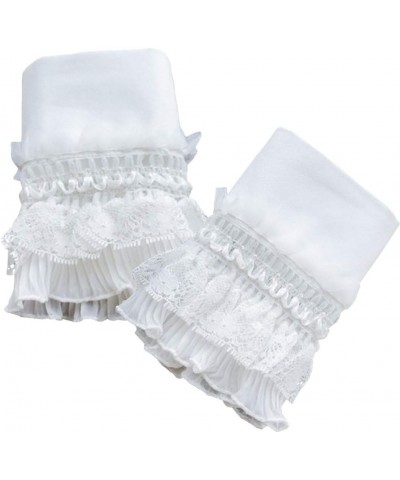 Floral Layered Lace Cuff Stretch Bracelet False Sleeves Wrist Cuffs 1 pair White04 $8.69 Bracelets