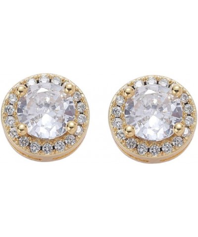 24K Gold Plated Iced Out CZ Hip Hop Stud Earrings Party Cubic Zirconia Earrings for Men Women Gold 2 $9.68 Earrings