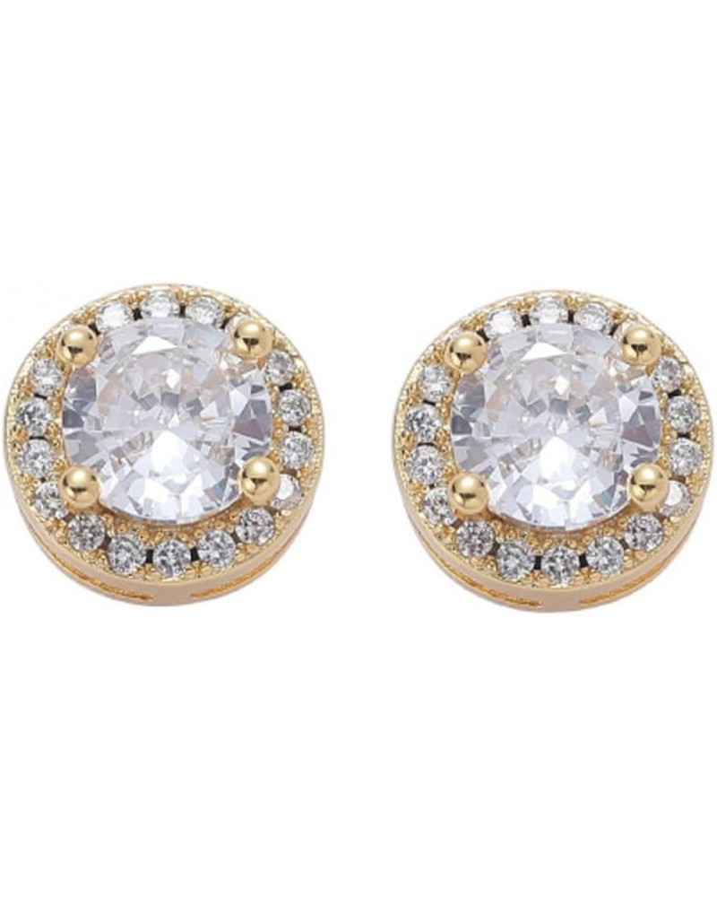 24K Gold Plated Iced Out CZ Hip Hop Stud Earrings Party Cubic Zirconia Earrings for Men Women Gold 2 $9.68 Earrings