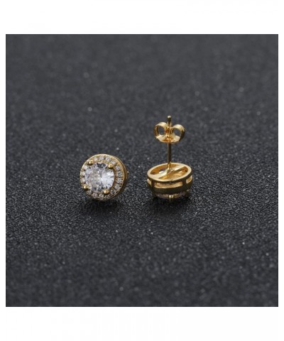 24K Gold Plated Iced Out CZ Hip Hop Stud Earrings Party Cubic Zirconia Earrings for Men Women Gold 2 $9.68 Earrings