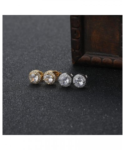 24K Gold Plated Iced Out CZ Hip Hop Stud Earrings Party Cubic Zirconia Earrings for Men Women Gold 2 $9.68 Earrings