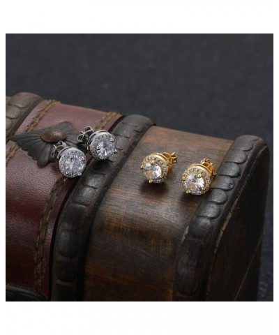 24K Gold Plated Iced Out CZ Hip Hop Stud Earrings Party Cubic Zirconia Earrings for Men Women Gold 2 $9.68 Earrings