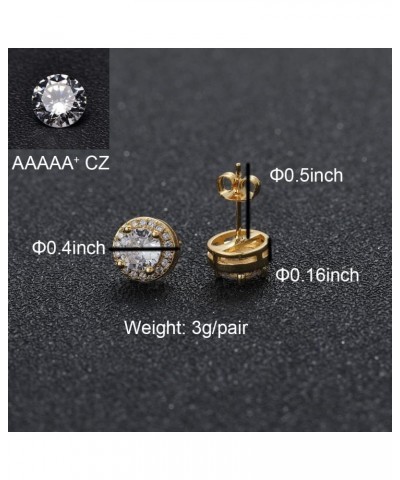 24K Gold Plated Iced Out CZ Hip Hop Stud Earrings Party Cubic Zirconia Earrings for Men Women Gold 2 $9.68 Earrings