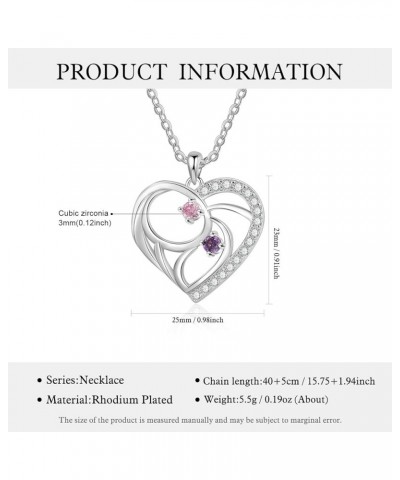 Personalized Birthstone Heart Necklace Custom Pendant Mother's Day Jewelry Gifts for Women Mom Wife 2 Stones $14.55 Necklaces