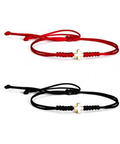 Christian Gifts for Women Men Handmade Braided Cross Black Red String Protection Bracelet Faith Wrap Bracelet Religion Jewelr...