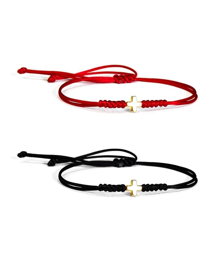 Christian Gifts for Women Men Handmade Braided Cross Black Red String Protection Bracelet Faith Wrap Bracelet Religion Jewelr...