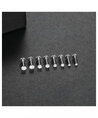 Threadless Push in Lip Rings 16G/18G/20G Labret Jewelry CZ Lip Studs Stainless Steel Cartilage Earrings for Women Monroe Medu...