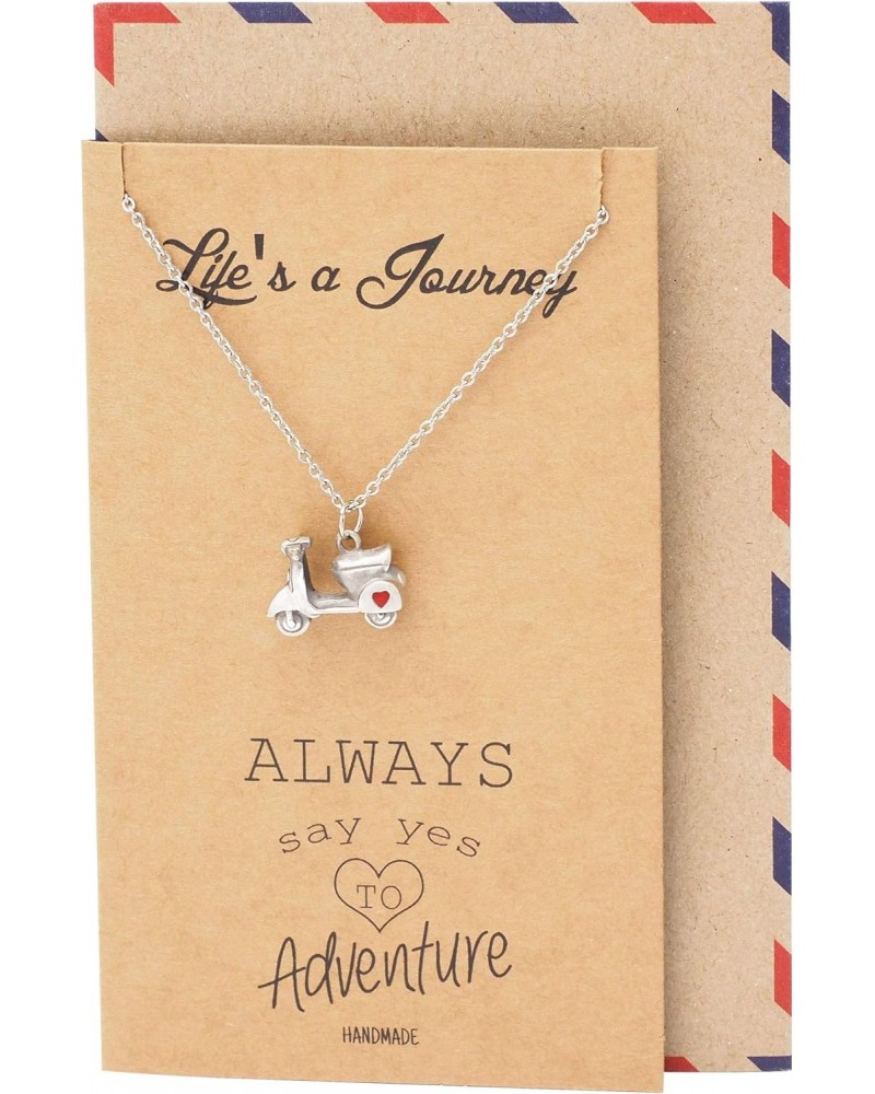 Graduation Gifts for Her Journey Necklace, Scooter Pendant Best Travel Gifts for Women with Inspirational Quote Card $13.77 N...