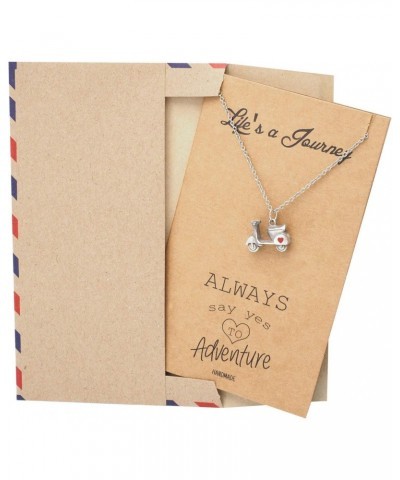 Graduation Gifts for Her Journey Necklace, Scooter Pendant Best Travel Gifts for Women with Inspirational Quote Card $13.77 N...