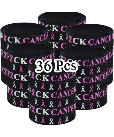 36 Pack Breast Cancer Awareness Bulk Items Pink Ribbon Bracelets for Women Men Adult Fundraiser Party Favors Survivors Gifts ...