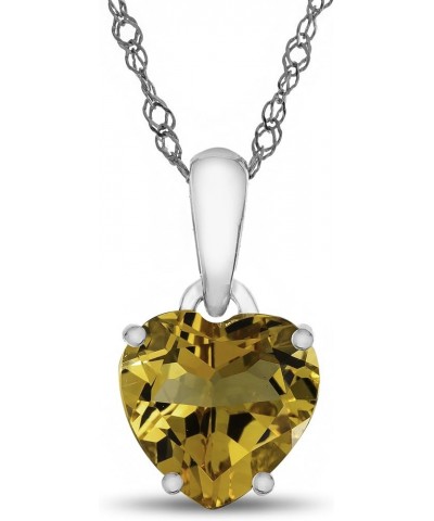 Solid 10k White Gold 7mm Heart Shaped Center Stone Pendant Necklace Citrine White Gold $54.25 Necklaces