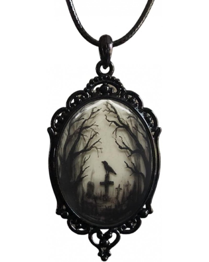 Gothic Style Cemetery Scene Victorian Style Necklace for Women, Girls, arylic, No Gemstone $7.01 Necklaces