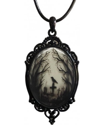 Gothic Style Cemetery Scene Victorian Style Necklace for Women, Girls, arylic, No Gemstone $7.01 Necklaces