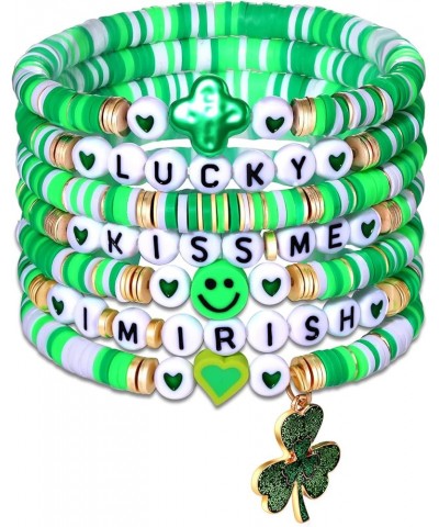 St. Patrick's Day Bracelets St. Patrick's Day Shamrock Charm Bracelets Adjustable Stretch Bracelets for Teen Girls rish Brace...