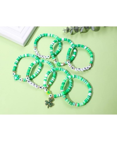 St. Patrick's Day Bracelets St. Patrick's Day Shamrock Charm Bracelets Adjustable Stretch Bracelets for Teen Girls rish Brace...