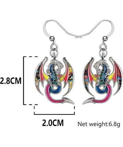 Enamel Alloy Funny Dragon Earrings Dinosaur Dangle Drop Fashion Jewelry for Women Girls Charms Gifts Multicolour $9.85 Earrings