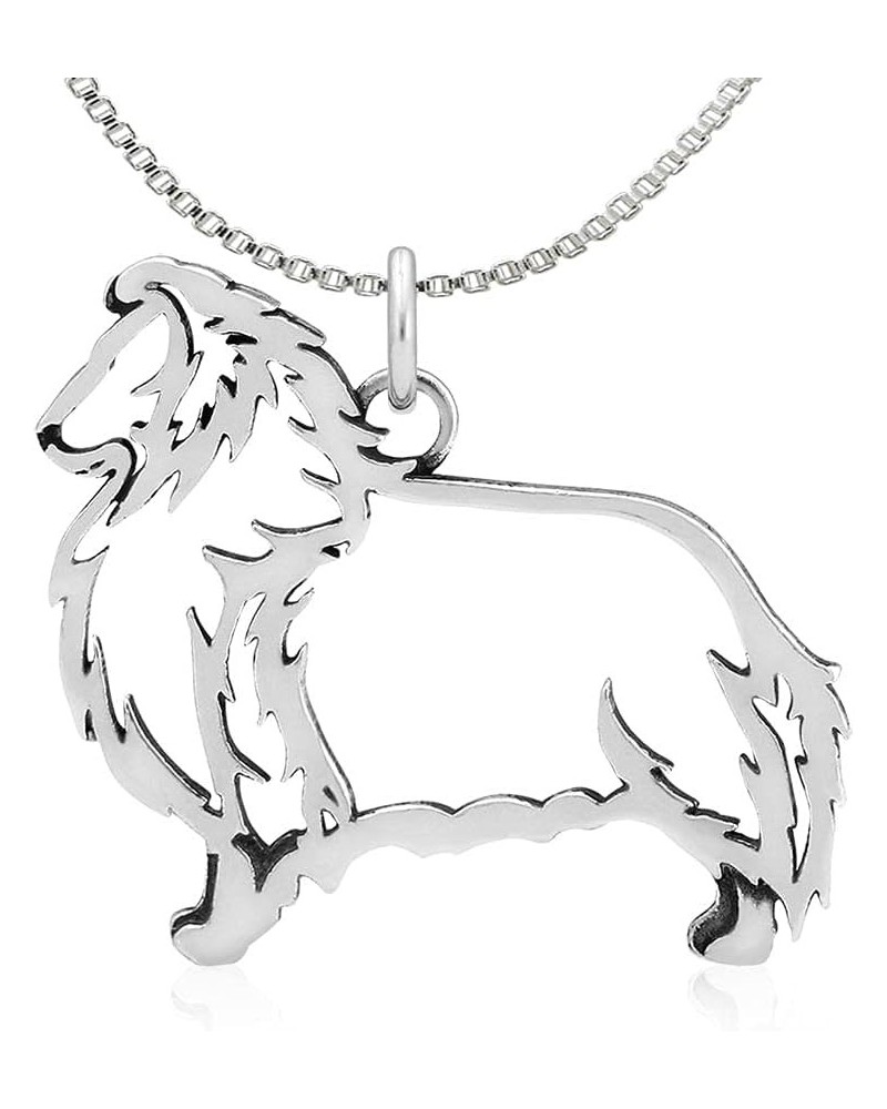 Sterling Silver Shetland Sheepdog Pendant, Body Pendant w/ 16" Box Chain $52.39 Necklaces