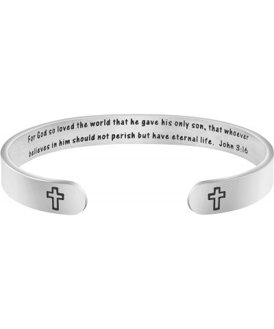 ????????? ????????? for ????? Inspirational Religious Gifts for Her Bible Verse Bapstism Jewelry Cuff Bangle For God so loved...