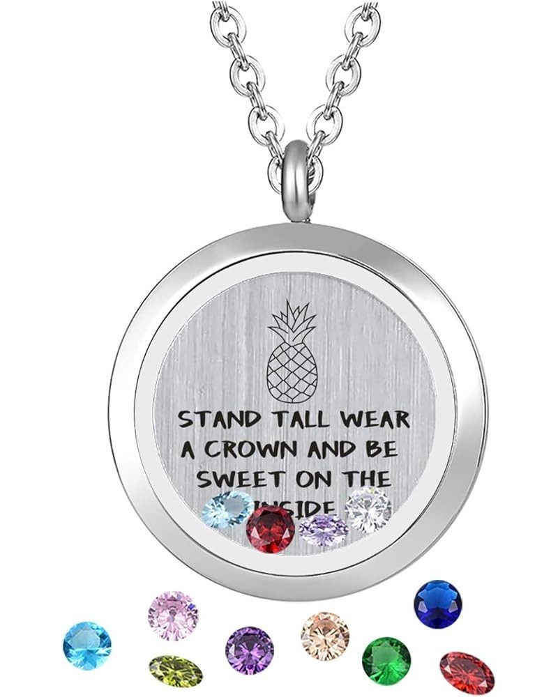 Inspirational Stainless Steel Floating Charm Magnetic Glass Locket Necklace,Gifts For Women. Stand tall wear a crown and be s...