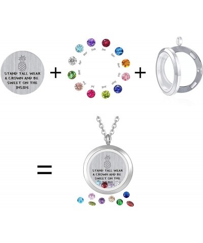 Inspirational Stainless Steel Floating Charm Magnetic Glass Locket Necklace,Gifts For Women. Stand tall wear a crown and be s...