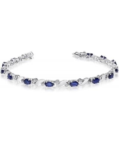 14k White Gold Natural Sapphire And Diamond Tennis Bracelet 9.0 Inches $486.00 Bracelets