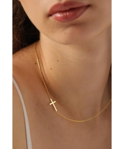 Cross Necklace for Women 14K Gold Plated Sideways Cross Necklace Set Dainty Simple Silver Cross Choker Trendy Cute Layered Go...