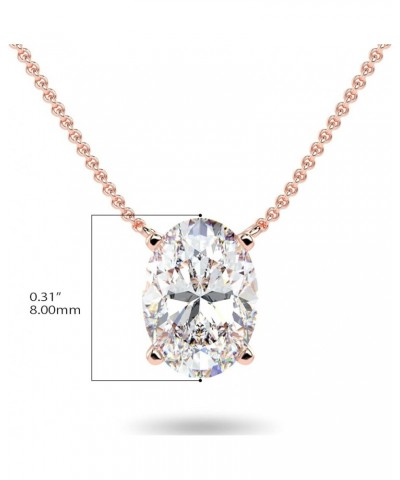 1/3 to 1 1/2 Carat Lab Grown Diamond Oval Solitaire Pendant Necklace for Women I 14k Gold Necklace (G-H, VS1-VS2, cttw) I 16 ...