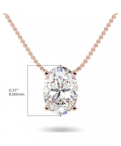 1/3 to 1 1/2 Carat Lab Grown Diamond Oval Solitaire Pendant Necklace for Women I 14k Gold Necklace (G-H, VS1-VS2, cttw) I 16 ...