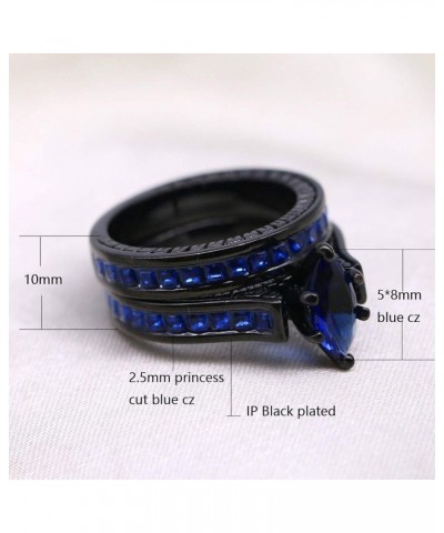 Black Gold Plated Womens Wedding Ring Sets Bridal Sets Princess cut Red Cz Engagement Ring Wedding Bands Blue3 8 $11.87 Sets