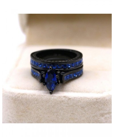 Black Gold Plated Womens Wedding Ring Sets Bridal Sets Princess cut Red Cz Engagement Ring Wedding Bands Blue3 8 $11.87 Sets