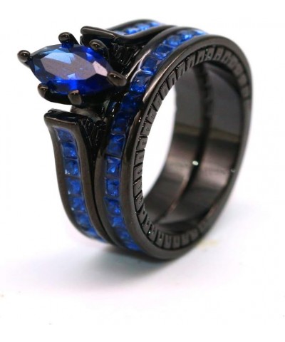 Black Gold Plated Womens Wedding Ring Sets Bridal Sets Princess cut Red Cz Engagement Ring Wedding Bands Blue3 8 $11.87 Sets