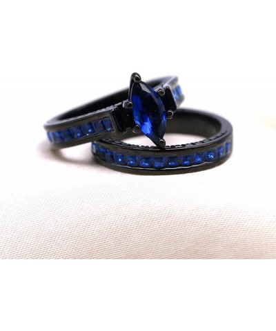 Black Gold Plated Womens Wedding Ring Sets Bridal Sets Princess cut Red Cz Engagement Ring Wedding Bands Blue3 8 $11.87 Sets